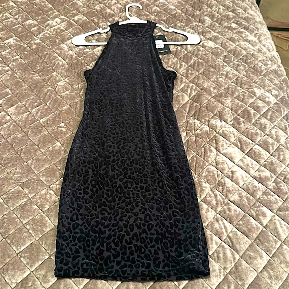 Feline Babe Velvet Leopard Mini Dress